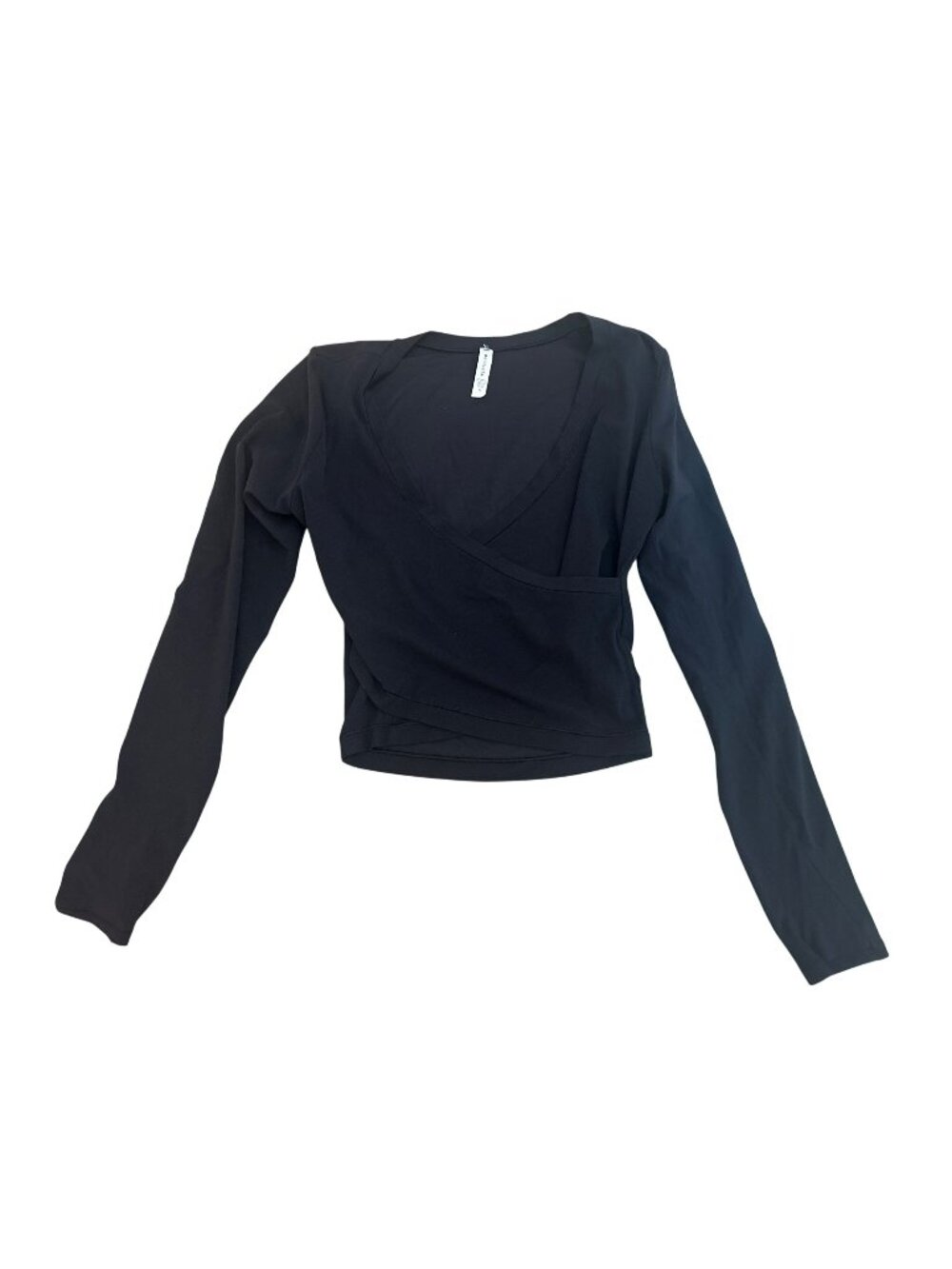 Athleta Wrap Top M Nylon & Elastane Blend Black Long Sleeve Athleisure Yoga